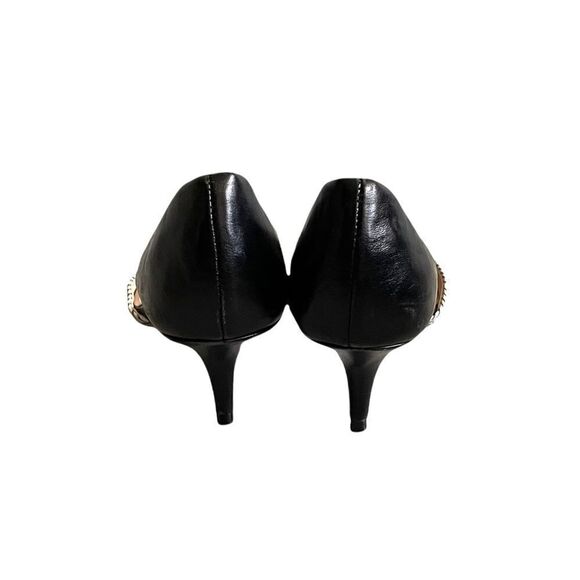 FRENCH CONNECTION Effie Pointy Toe Kitten Heel Pumps Black White Leather 35.5 - Picture 4 of 10